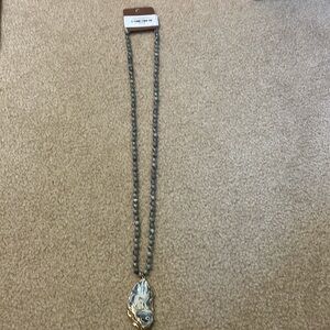 NWT grey stone necklace